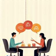 Two people in a meeting reviewing packaging samples