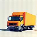 Delivery truck icon with a clock
